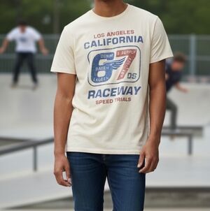 Vintage Denim&Supply Ralph Lauren t-shirt in beige cream, cotton single stitch